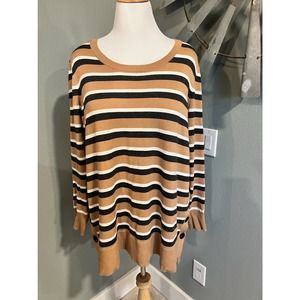 Lane Bryant Khaki Striped Tunic Sweater 18/20